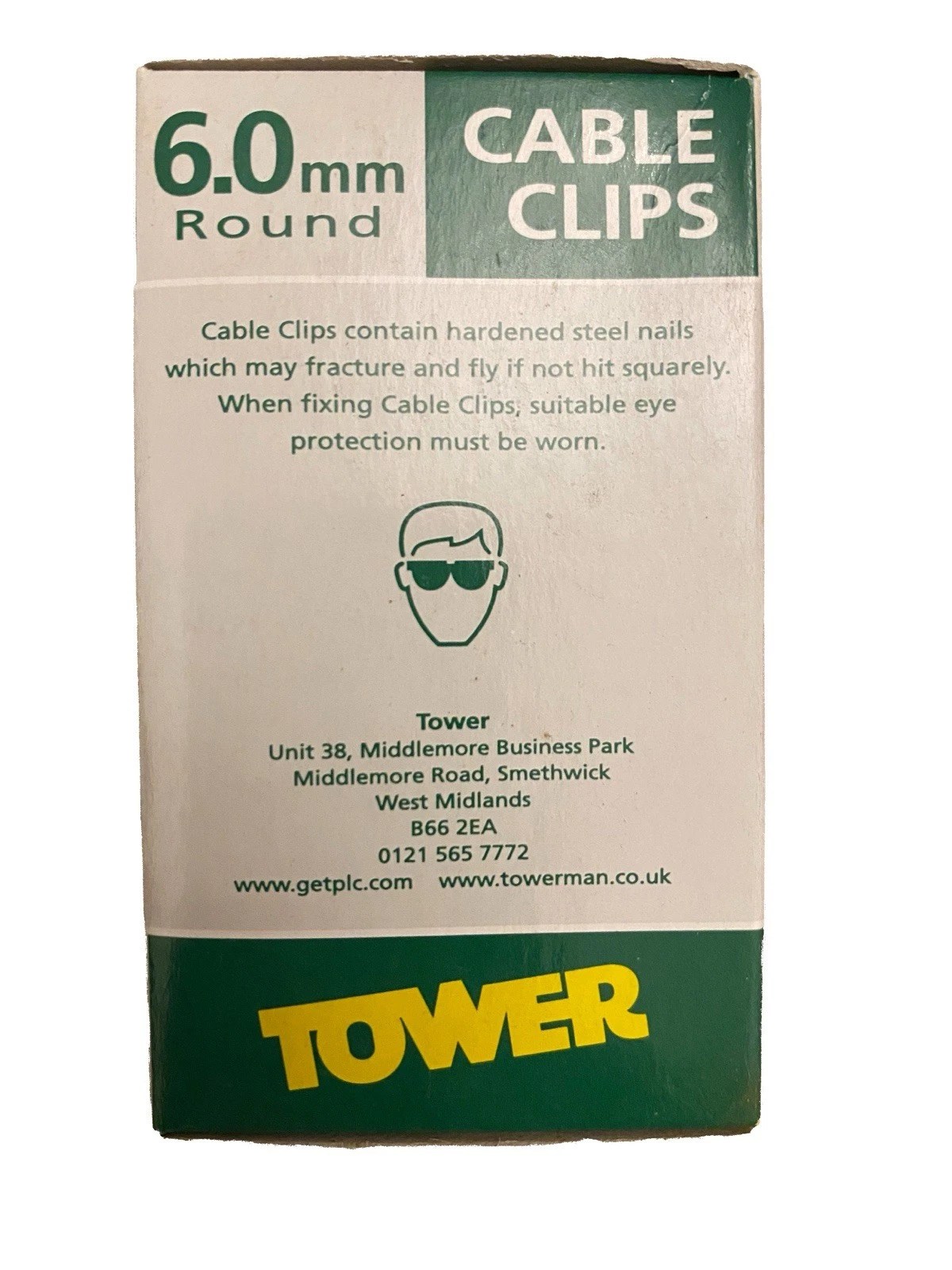 Tower 7.0mm Coaxial Cable Clips with Nails - black, Pack of 100