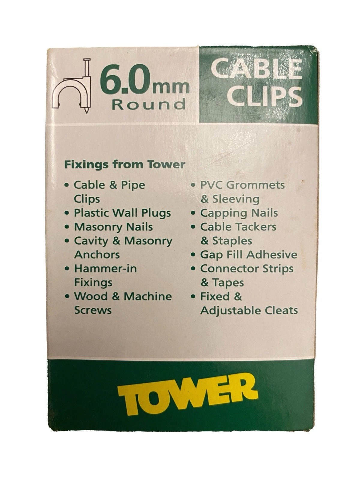 Tower 7.0mm Coaxial Cable Clips with Nails - black, Pack of 100