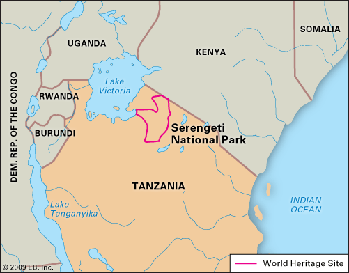 LOCATION The Serengeti National Park Map 