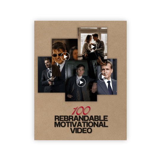 100 rebrandable motivational videos, Canva editable file, for social media and email campaigns.