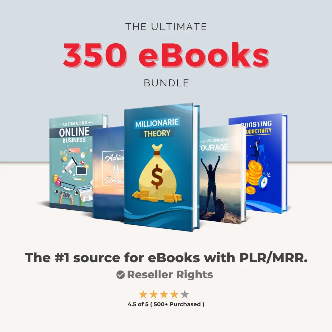350 Ebooks Bundle with resell rights and PLR/MRR for health, wealth, and online business.