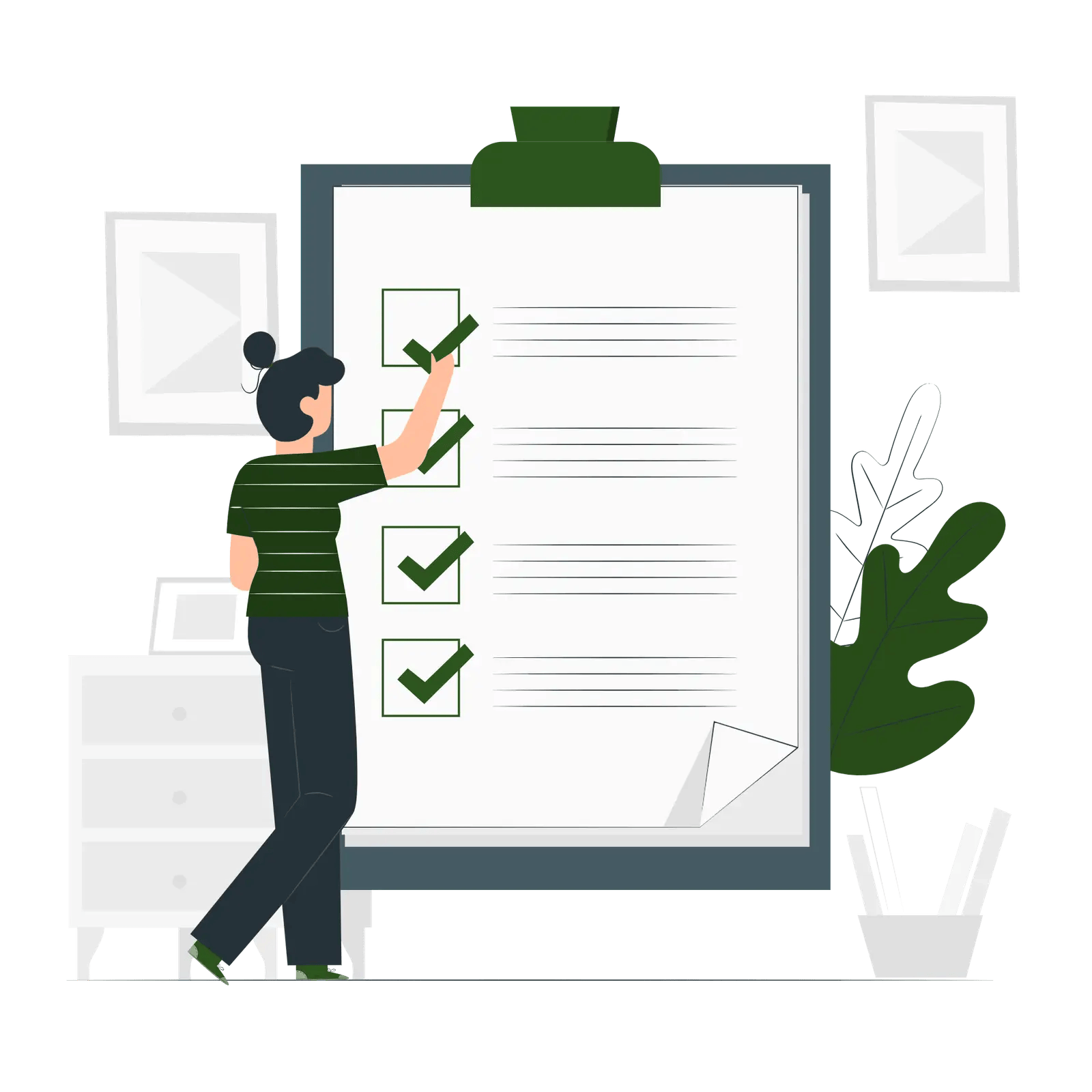 Checklist illustrating website template setup and digital product launch process