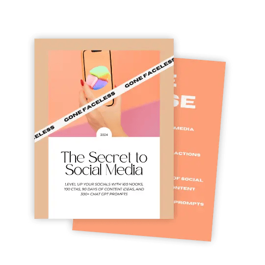 "Secret to Social Media" toolkit cover featuring hooks, CTAs, content ideas, and ChatGPT prompts for