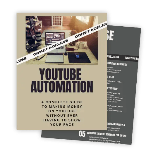YouTube Automation Blueprint digital product cover, faceless YouTube automation guide, making money on YouTube without