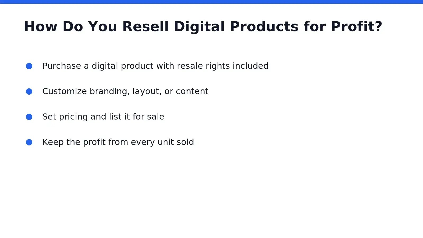 Profit starts with licensing that permits resale, not just personal use, laying the foundation
