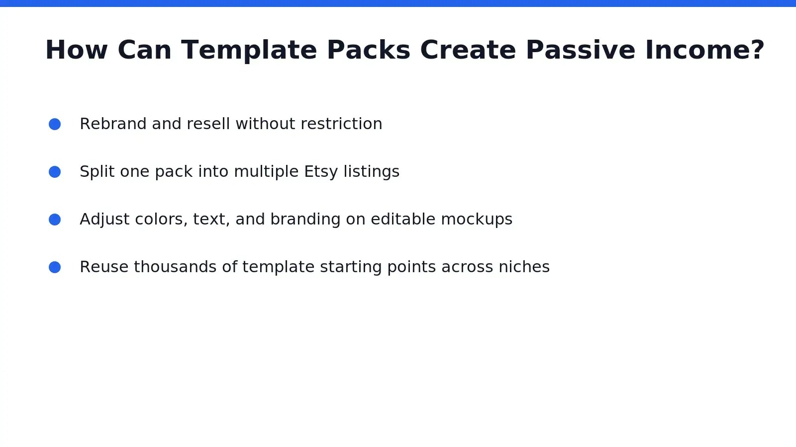 Passive income flows from selling one design multiple times without rebuilding it from scratch