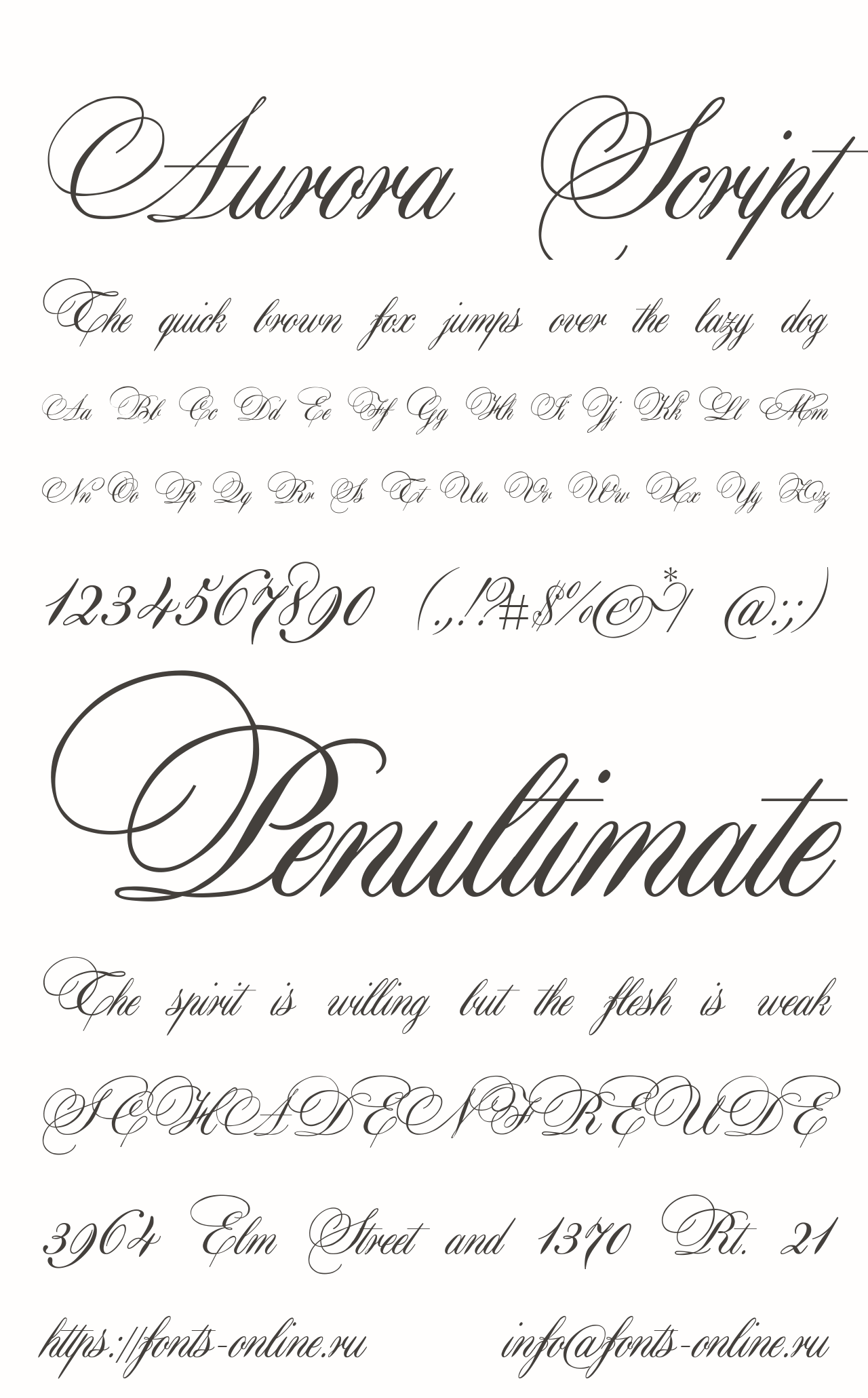 Aurora Script Font Preview 