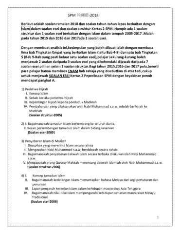Kerajaan islam di madinah geliga centre 2. Islam Dalam Soalan Esei Dan Struktur 2005 2017 No Color