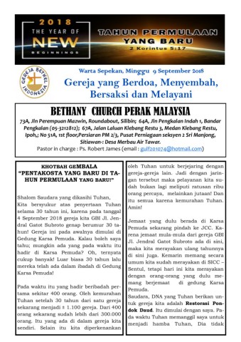 khotbah ibadah syukur ulang tahun. Warta 9 September 2018 Unduh Buku 1 19 Halaman Pubhtml5