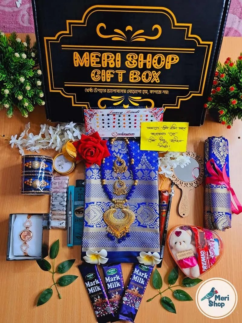 20 iteams Katan Saree Special Combo Gift Pack (Blue)