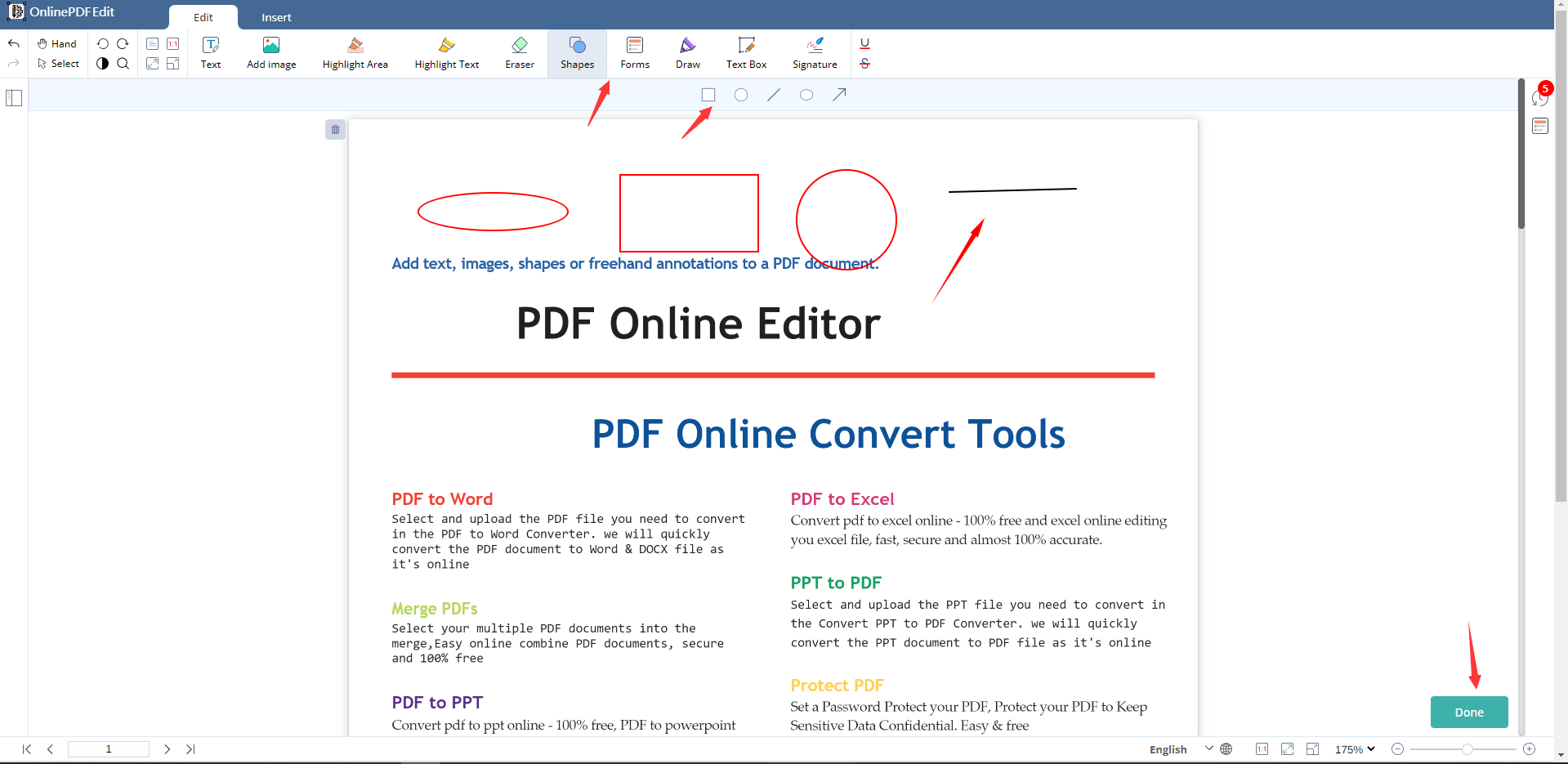 Add Shapes To PDF - OnlinePdfEdit