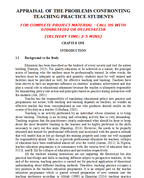 Appraisal of the Problems Confronting Teaching Practice Students