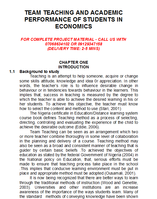 Team Teaching and Academic Performance of Students in Economics