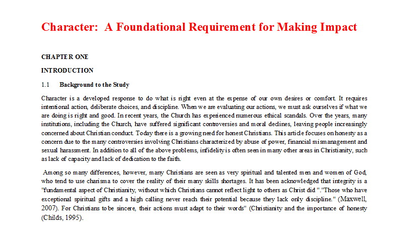 Character A Foundational Requirement for Making Impact