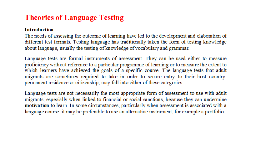 Theories of Language Testing