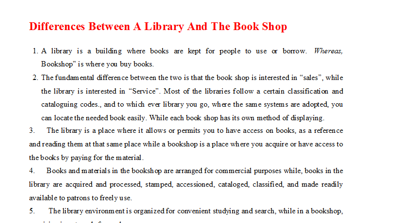 20 Differences Between A Library And The Book Shop
