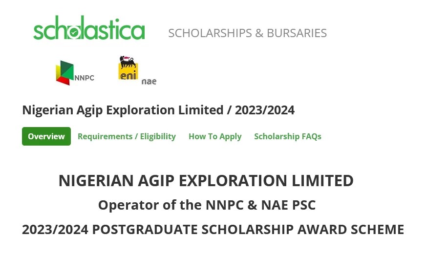 Nigerian Agip Exploration (NAE) Limited Post Graduate 2023