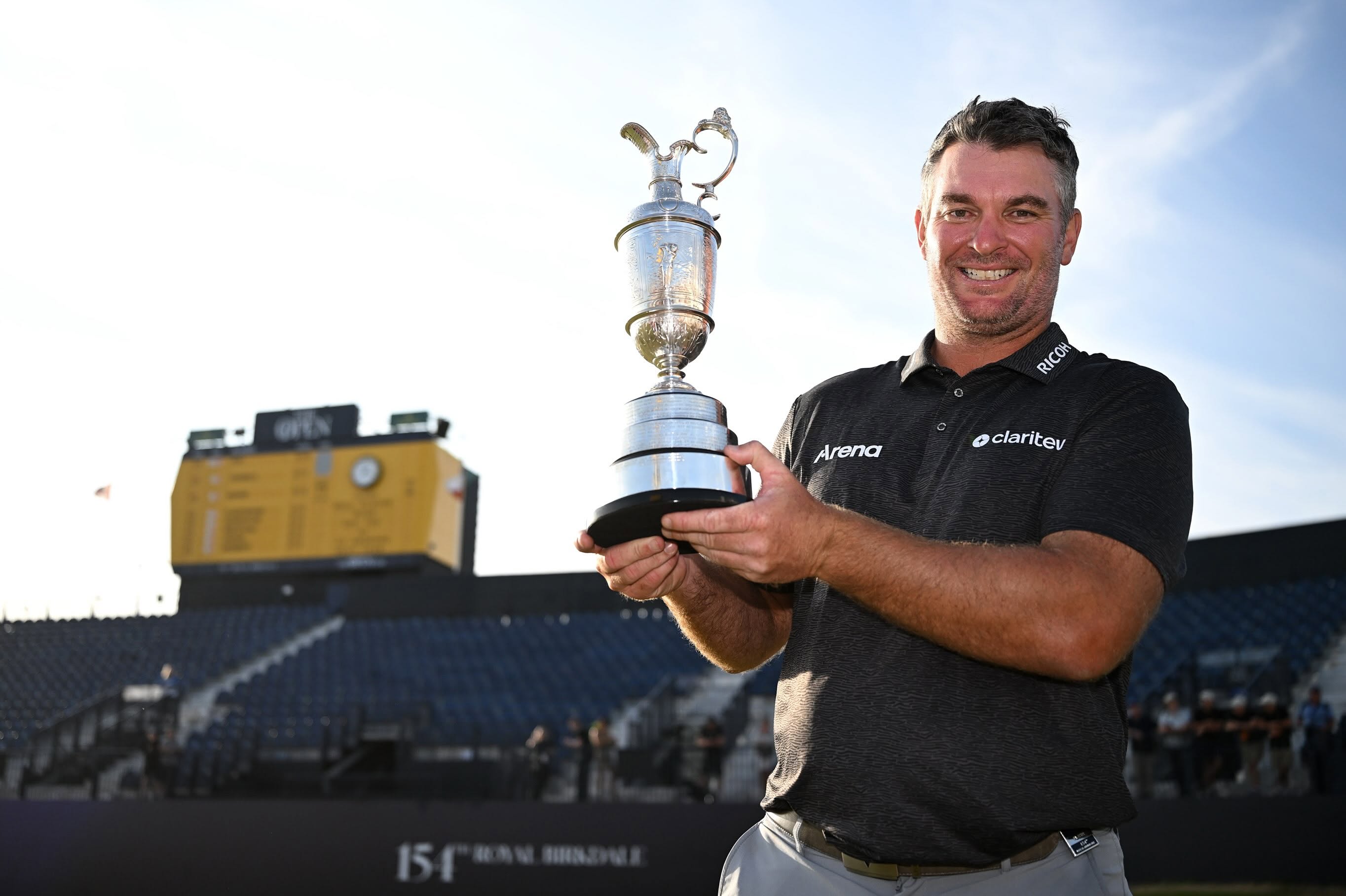 Ryan Fox posing with the Claret Jug trophy outside the clubhouse after winning the Ryan Fox Open Championship 2026 at Royal Birkdale : From Ryan facebook post