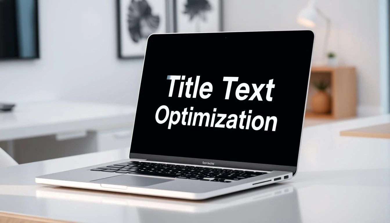A sleek, minimalist desktop scene with a sharp focus on a laptop screen displaying the words "Title Text Optimization" in a bold, modern typeface. The screen is illuminated by a soft, directional light from the side, casting subtle shadows and highlights that accentuate the typography. The laptop is positioned on a clean, uncluttered workspace, with a simple backdrop of blurred, elegant office decor in the background, creating a professional and visually striking composition. A sleek, minimalist desktop scene with a sharp focus on a laptop screen displaying the words "Title Text Optimization" in a bold, modern typeface. The screen is illuminated by a soft, directional light from the side, casting subtle shadows and highlights that accentuate the typography. The laptop is positioned on a clean, uncluttered workspace, with a simple backdrop of blurred, elegant office decor in the background, creating a professional and visually striking composition.
