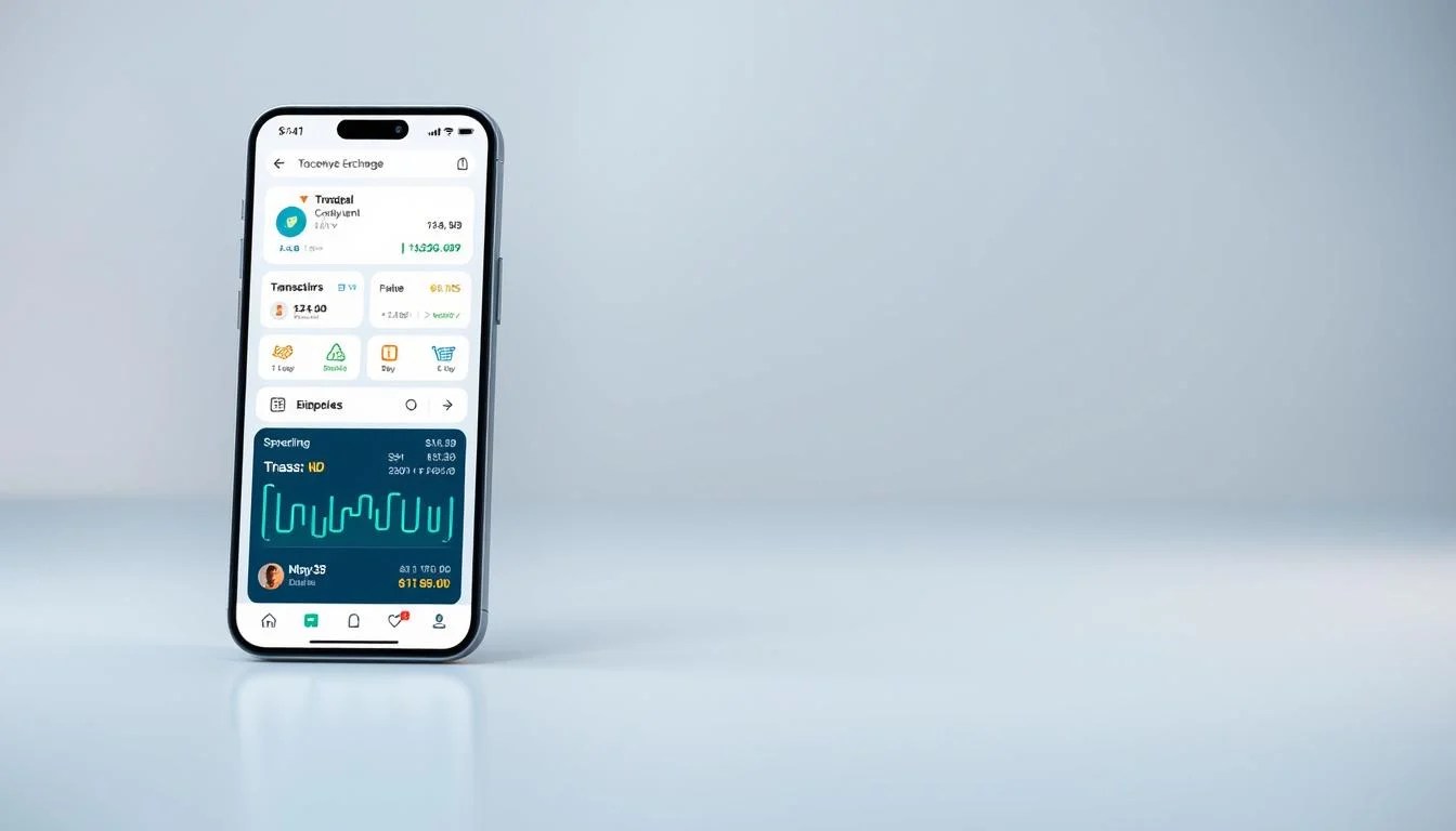 A modern, well-designed mobile app interface showcasing a top currency exchange platform. In the foreground, a sleek dashboard displays real-time exchange rates, transaction history, and intuitive currency conversion tools. The middle ground features streamlined user navigation, with options to transfer funds, track spending, and manage accounts. The background showcases a clean, minimalist aesthetic with soft lighting and subtle gradients, creating a sense of professionalism and reliability. The overall mood is one of efficiency, security, and a seamless user experience. "Online tools for Marketing" branding is subtly integrated into the design.