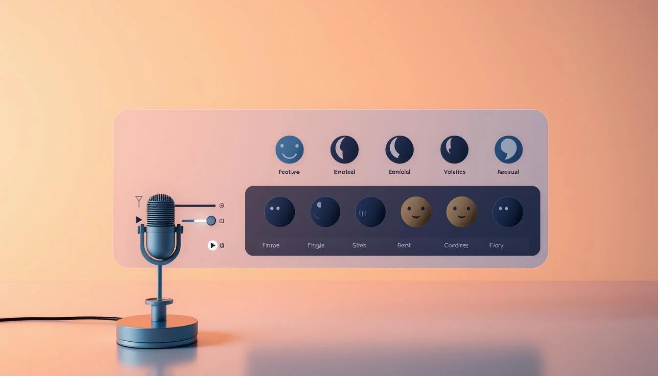 A sleek, customizable AI voice generator interface, set against a warm, minimalist backdrop. In the foreground, a stylized microphone icon and various sliders and settings controls allow the user to fine-tune the voice to their liking. The middle ground features a smooth, high-tech display showcasing the range of available voice options, each with unique timbres and emotional tones. The background gradually fades to a soft, ethereal gradient, conveying a sense of digital sophistication and creative potential. Soft, directional lighting accentuates the refined, high-fidelity aesthetic, inviting the user to explore the endless possibilities of personalized text-to-speech capabilities.