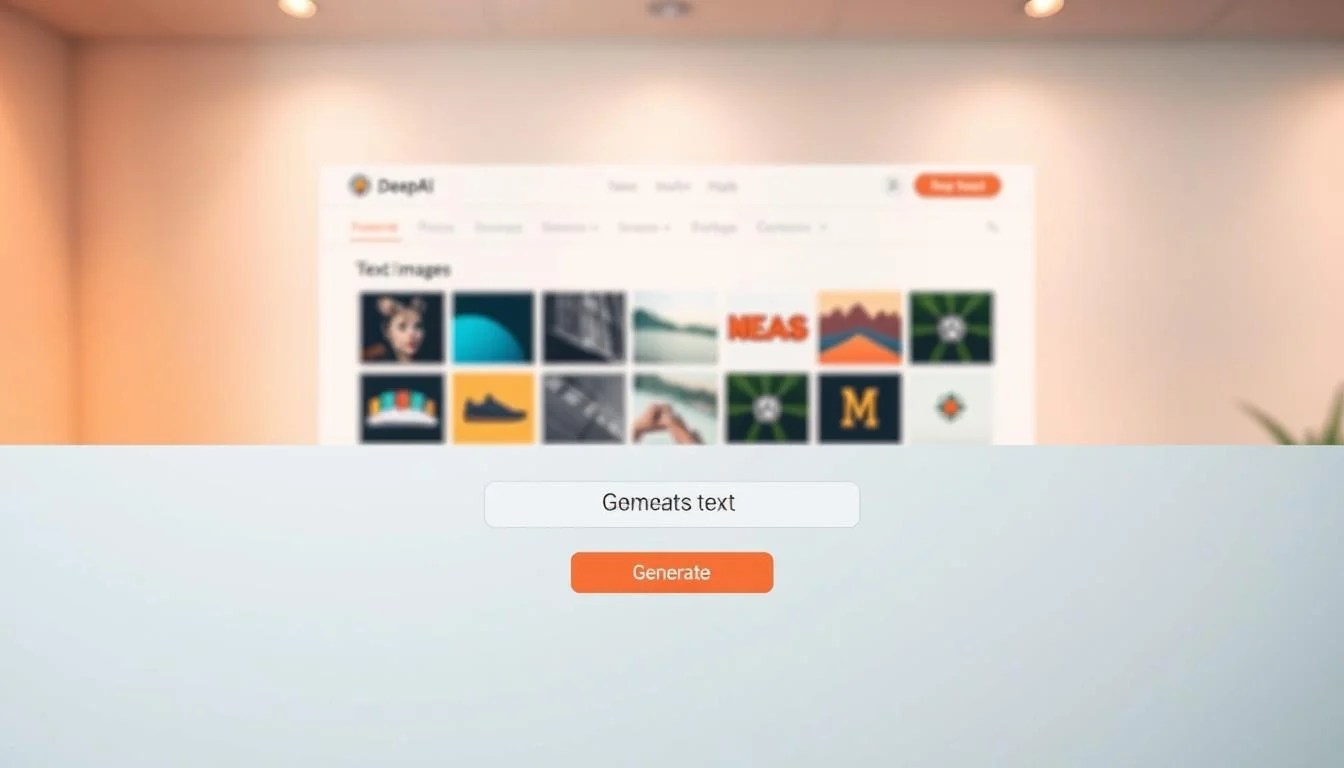 A crisp, well-lit interface of the DeepAI text-to-image converter. In the foreground, a central text input field with a large "Generate" button. The middle ground features a gallery of generated images, neatly arranged in a grid layout. In the background, a clean, minimalist UI with subtle gradients and soft shadows, creating a sense of depth and professionalism. The overall mood is one of intuitive simplicity, inviting the user to effortlessly transform their ideas into visual art. Warm, natural lighting casts a pleasant glow, enhancing the user experience. The interface is designed with a focus on functionality and aesthetics, empowering creators to unleash their creativity.