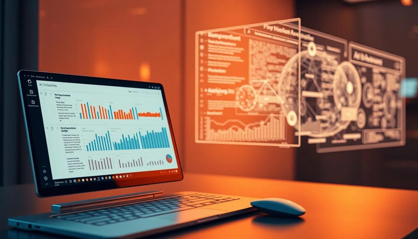 A highly sophisticated AI-powered document analysis tool, featuring a sleek and minimalist design. The foreground showcases the tool's main interface, with a clean layout, intuitive controls, and dynamic data visualizations. In the middle ground, a holographic projection displays intricate document analytics, drawing insights from vast troves of information. The background is bathed in a warm, futuristic glow, hinting at the tool's advanced technological capabilities. Crisp lighting and precise camera angles highlight the tool's precision, efficiency, and seamless integration of cutting-edge AI algorithms. The overall atmosphere conveys a sense of innovation, progress, and the transformative potential of AI-driven document analysis.
