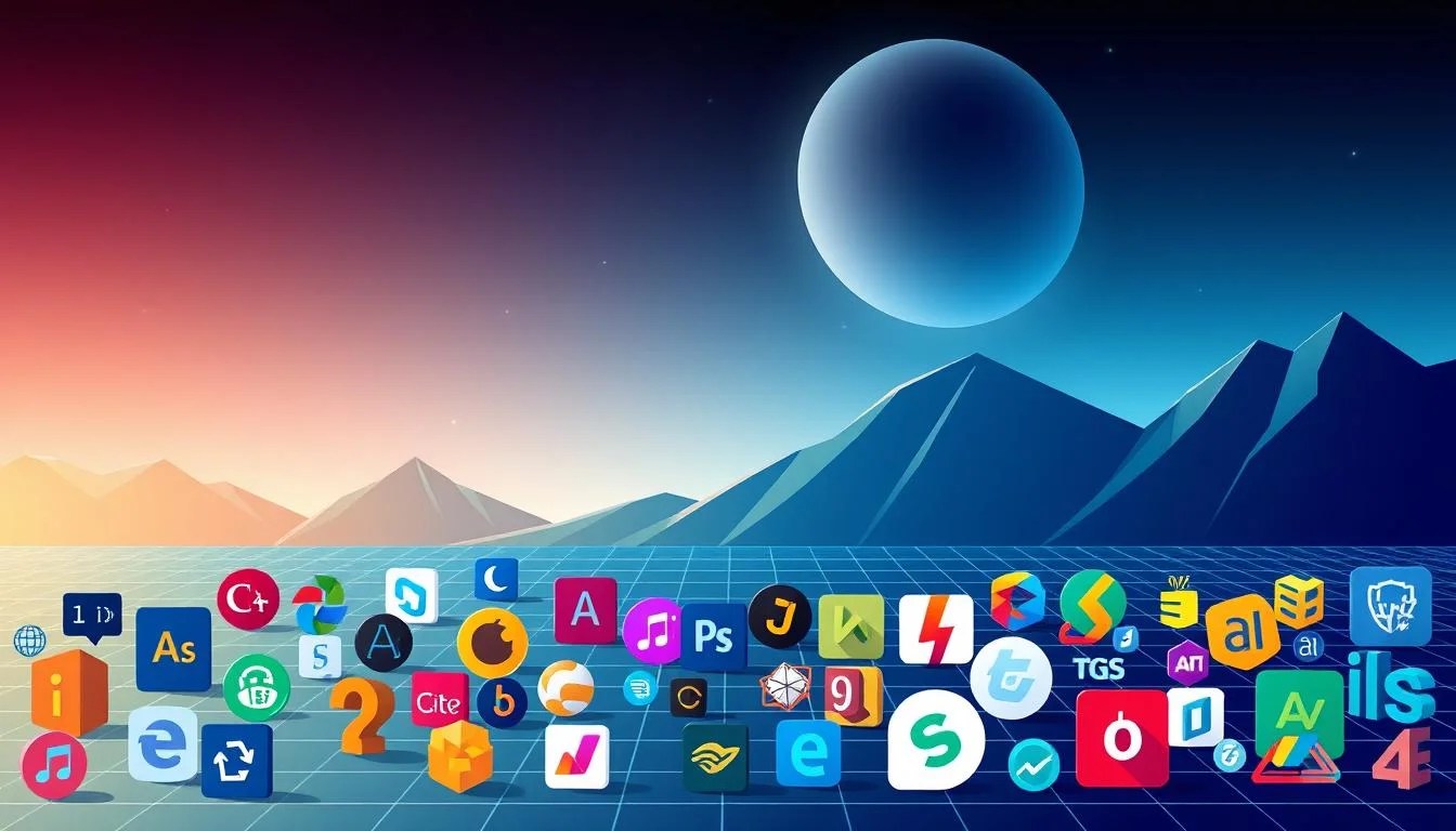 A vibrant and engaging illustration of popular programming languages, with a clean and modern aesthetic. In the foreground, a diverse array of language logos and symbols, each with a distinct color and design, are arranged in an eye-catching composition. The middle ground features a sleek, futuristic-inspired backdrop, with a grid-like pattern and subtle lighting effects that create depth and dimensionality. In the background, a minimalist landscape of geometric shapes and gradients provides a visually striking and cohesive overall composition. The scene conveys a sense of innovation, creativity, and the vast potential of the world of programming.