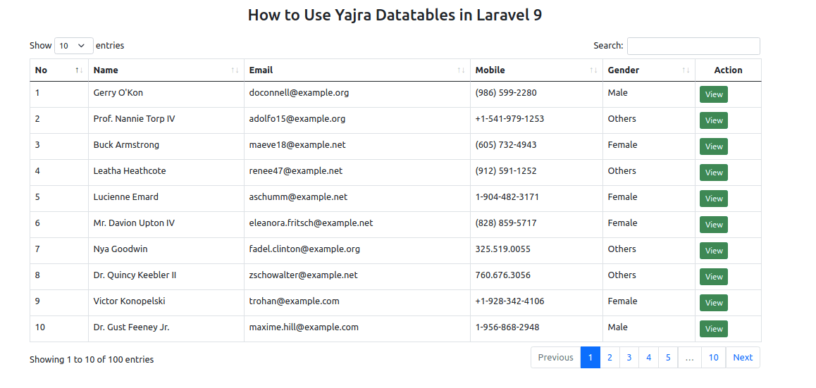 Laravel 9 YajraBox Server Side Datatable Tutorial