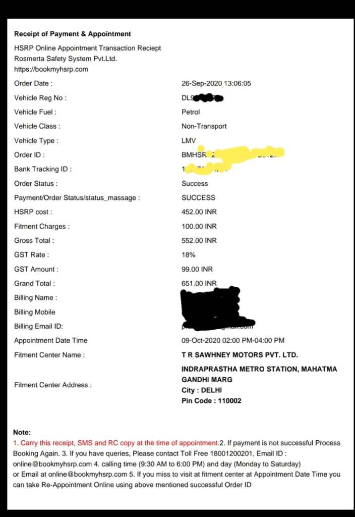 High security registration plate (HSRP) cost and online apply process