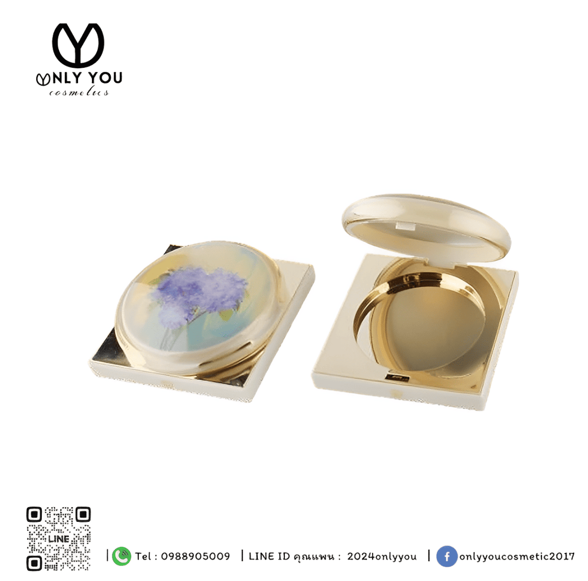 ตลับแป้ง ตลับแป้งพัฟ ตลับแป้งพัฟสี่เหลี่ยมจานกลม