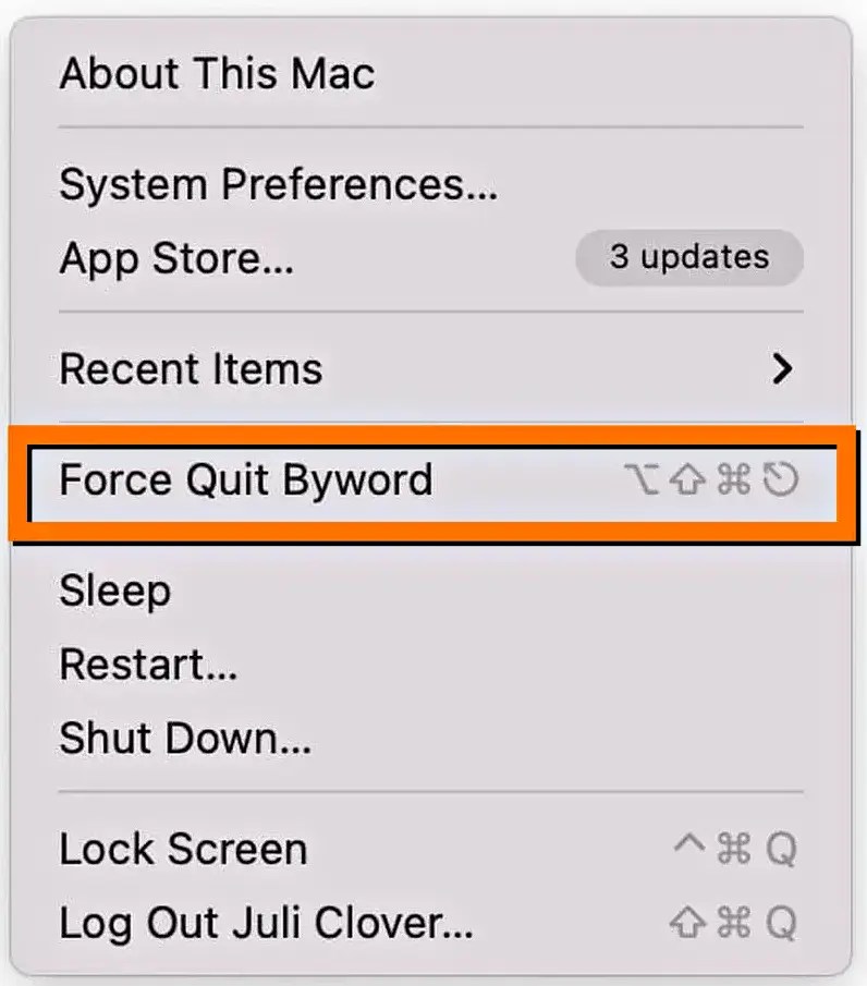 Apple At Logo Force Quit