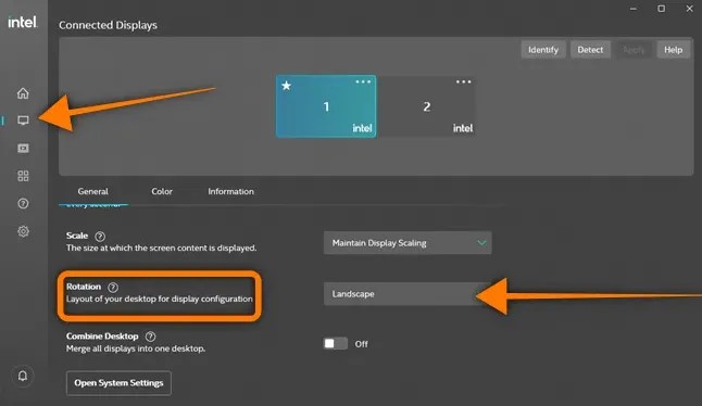 Intel Command Center Screen Rotation How To01