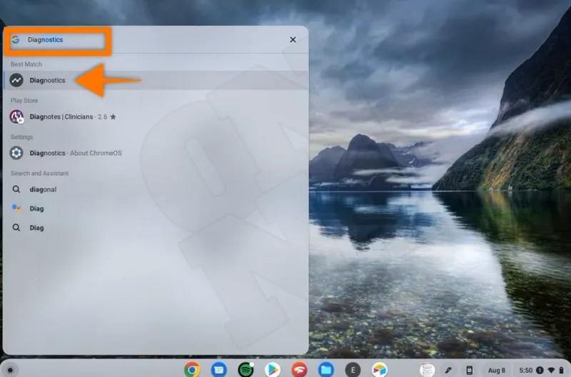 Chromebook ChromeOS Diagnostic Apps. Find