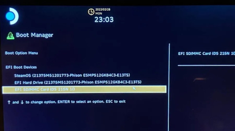 Steam Deck Boot Manager SD Card Select