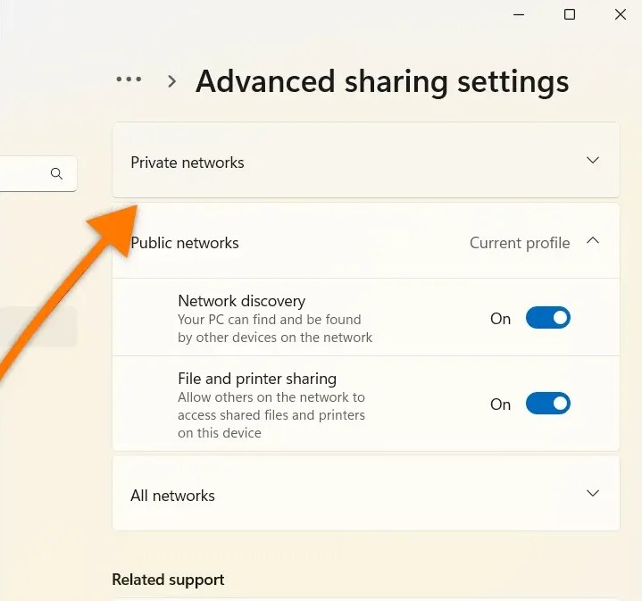 22. 네트워크 검색 및 공유 설정 수정하기. 네트워크 및 인터넷 고급 네트워크 설정