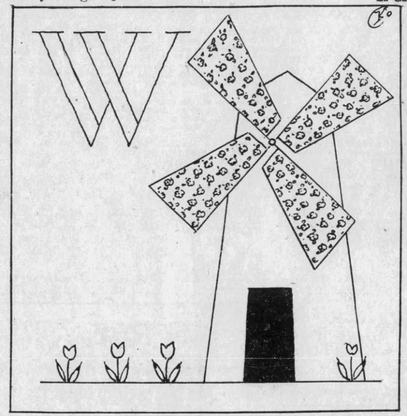 Nancy Page, Alphabet Quilt block #23, windmill