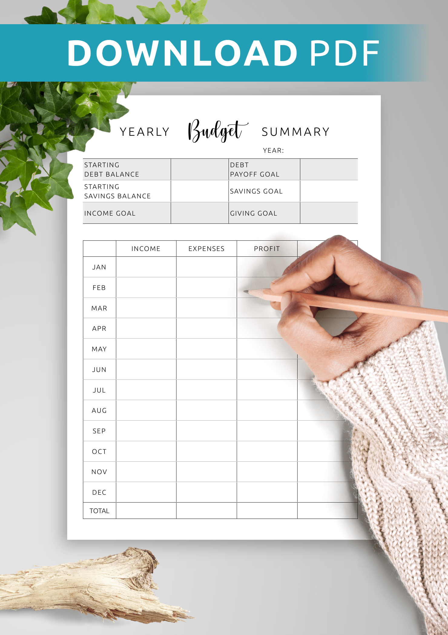 Yearly Personal Budget Template