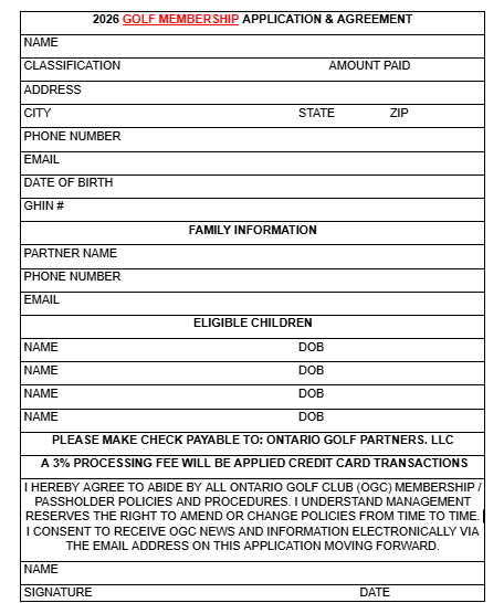 Memberships 2026 Membership Application 