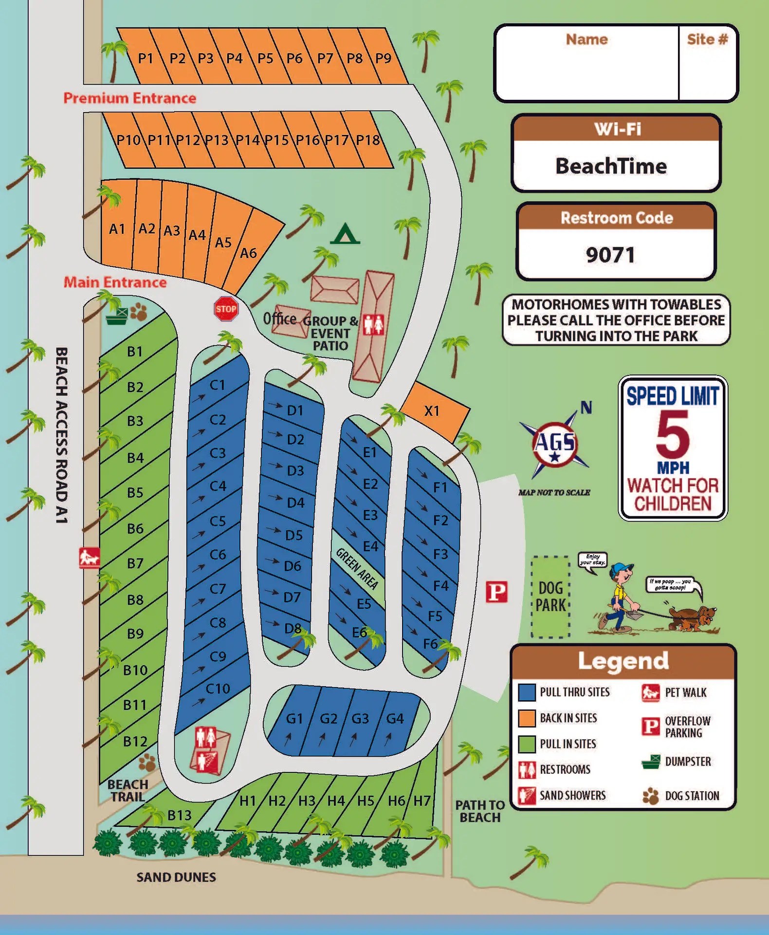On The Beach RV Park Resort Map Port Aransas