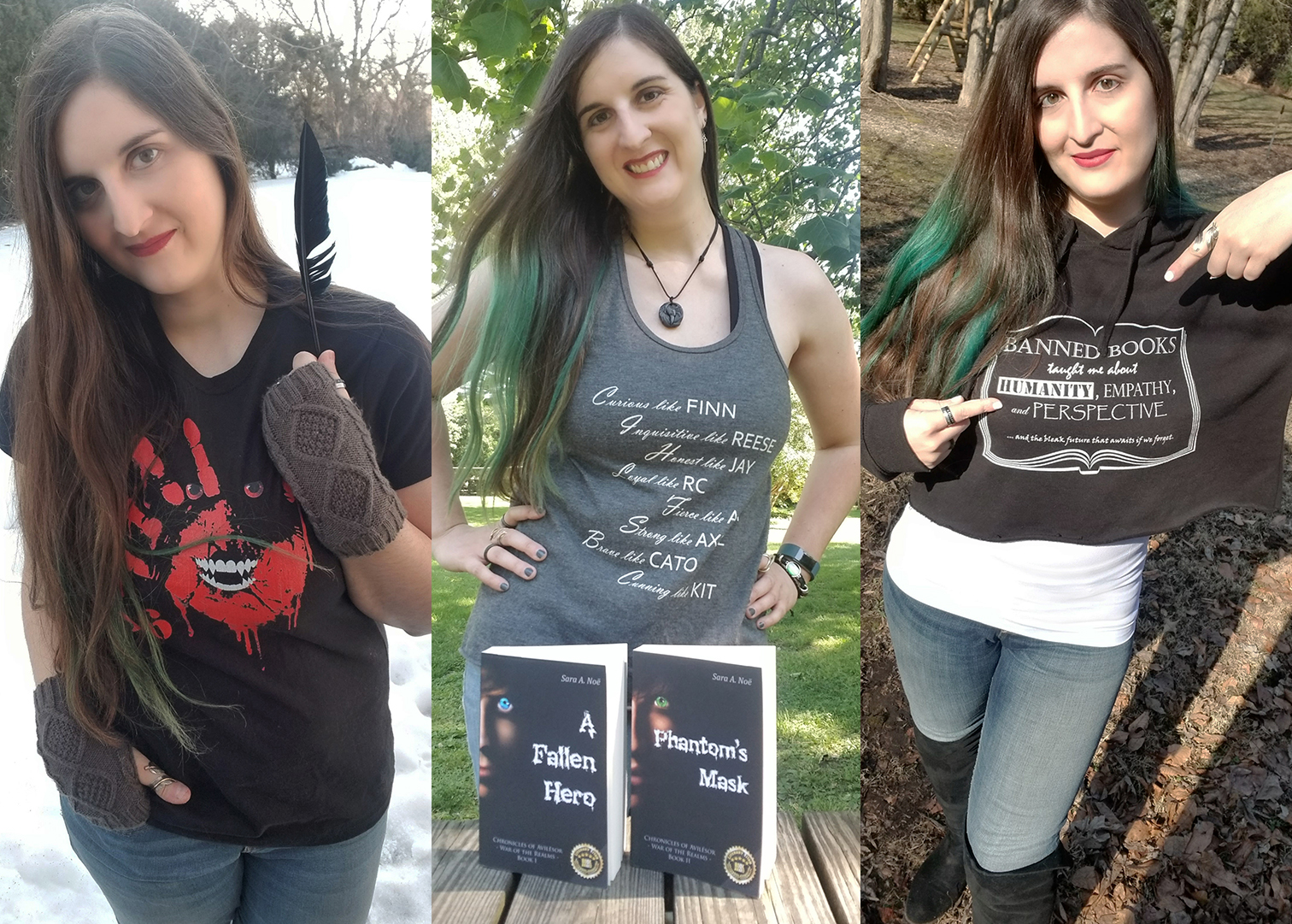 Sara A. Noe modeling her apparel designs