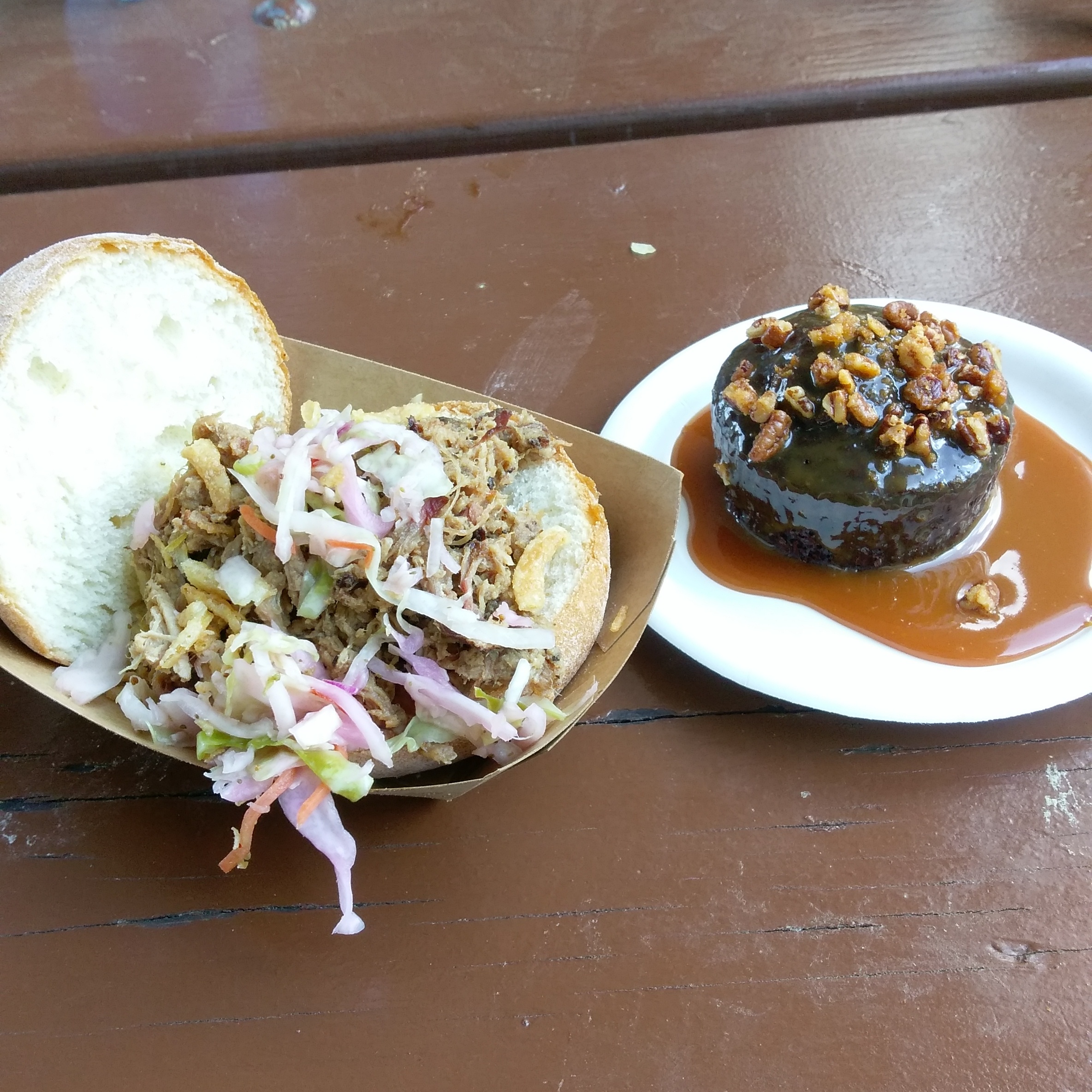 Pulled Pig Slider & Chocolate Cake with Bourbon-Salted Caramel Sauce