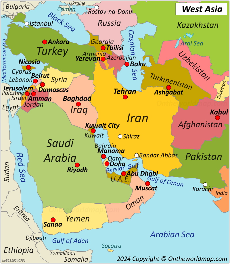 West Asian Countries Map West Asia Map 