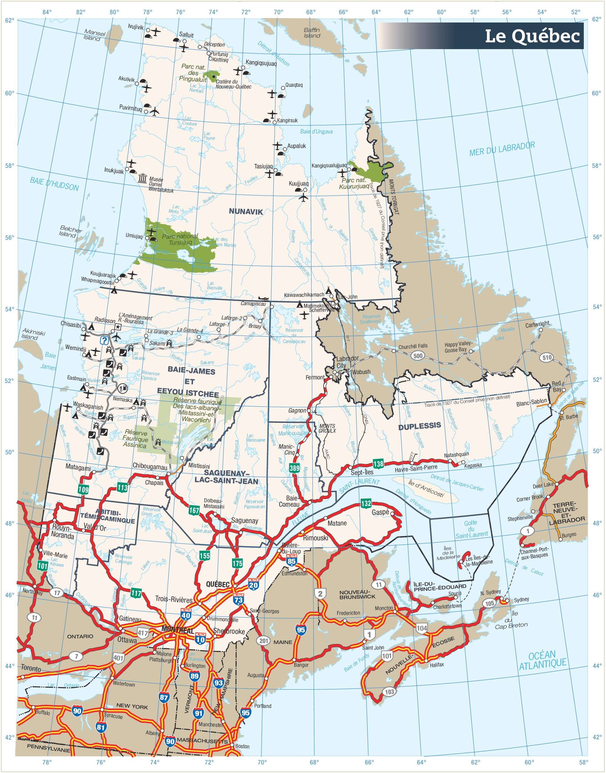 World Maps Library Complete Resources Quebec Province Road Map.