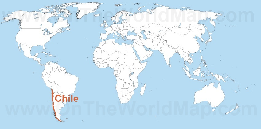 Chile On The World Map Chile On The South America Map World Chile 
