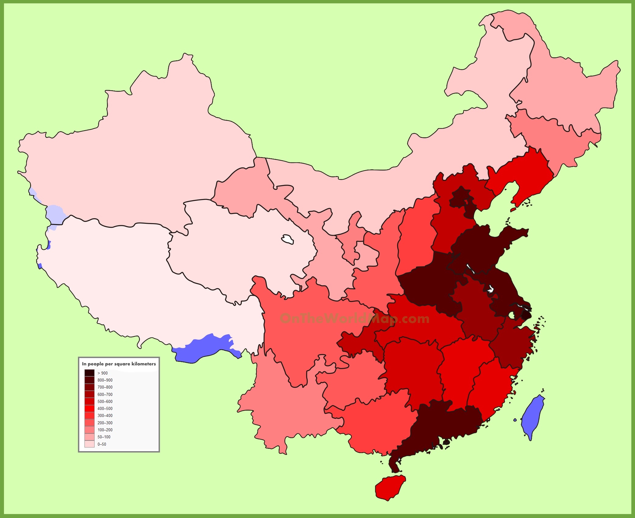 China Population Density Map China Population Density Map 