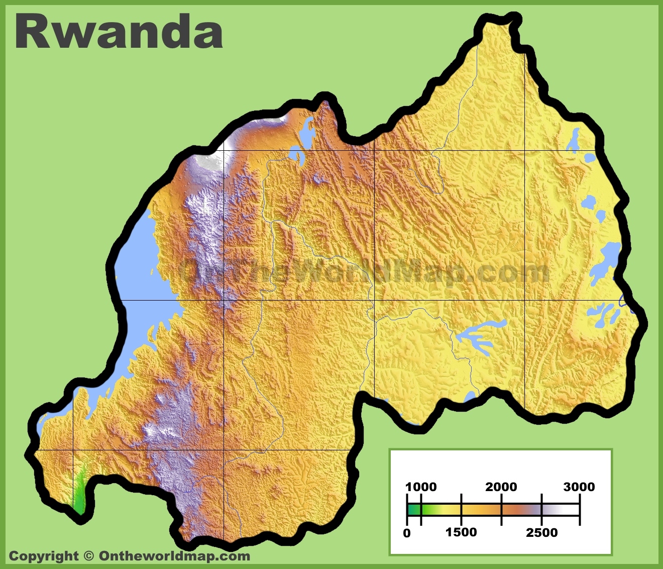 Rwanda Physical Map Com Rwanda Physical Map 