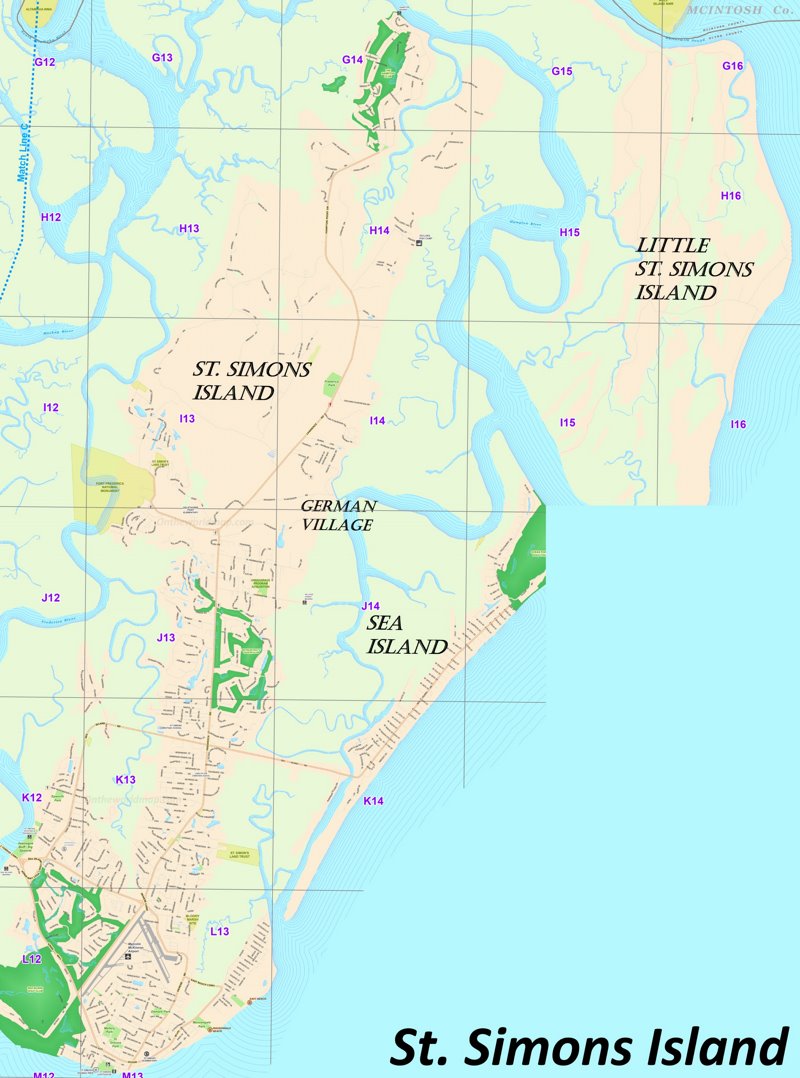St Simons Island Road Map Com St Simons Road Map Max 