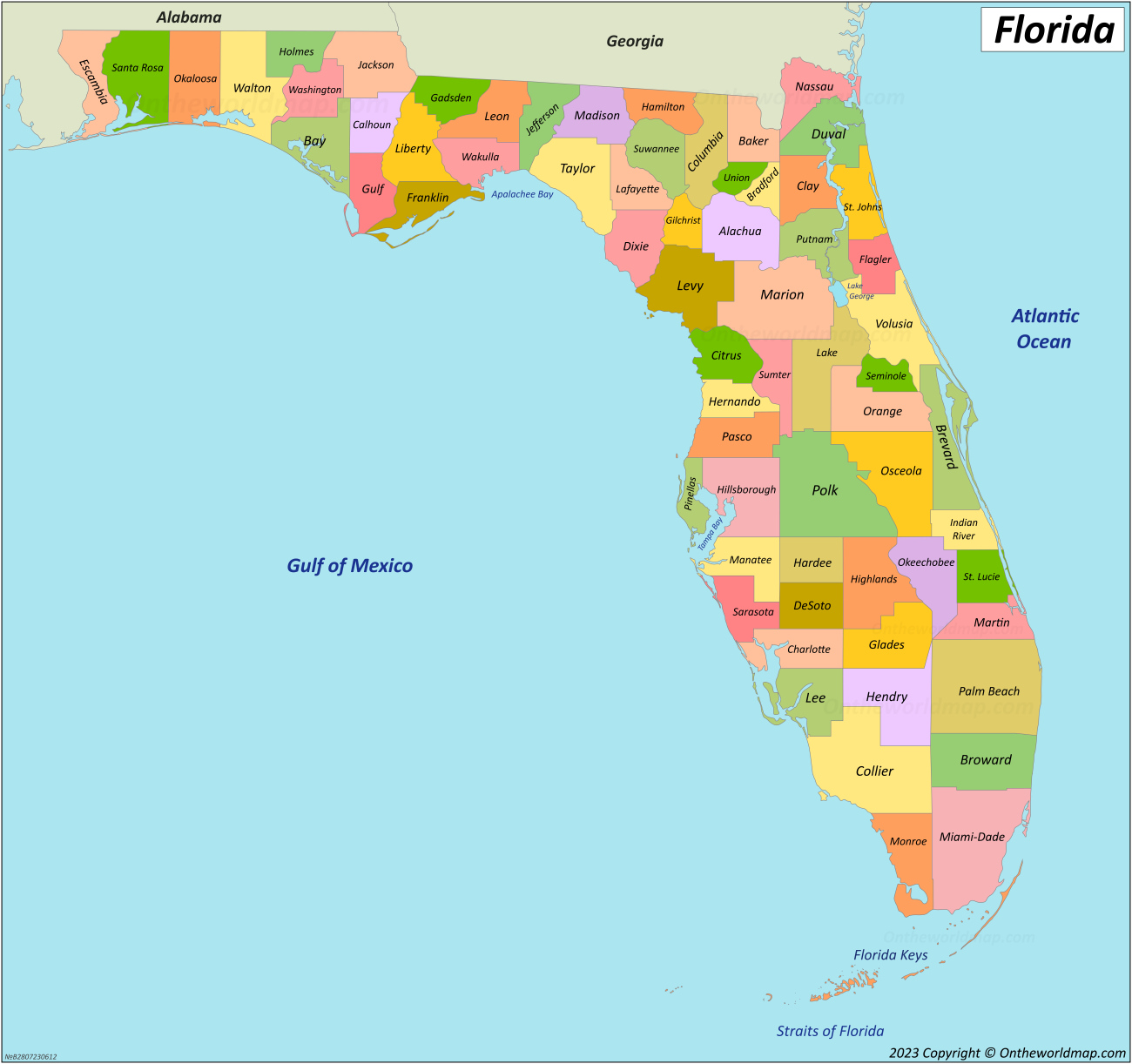 Florida County Map List Of Counties In Florida Com Florida Counties Map 