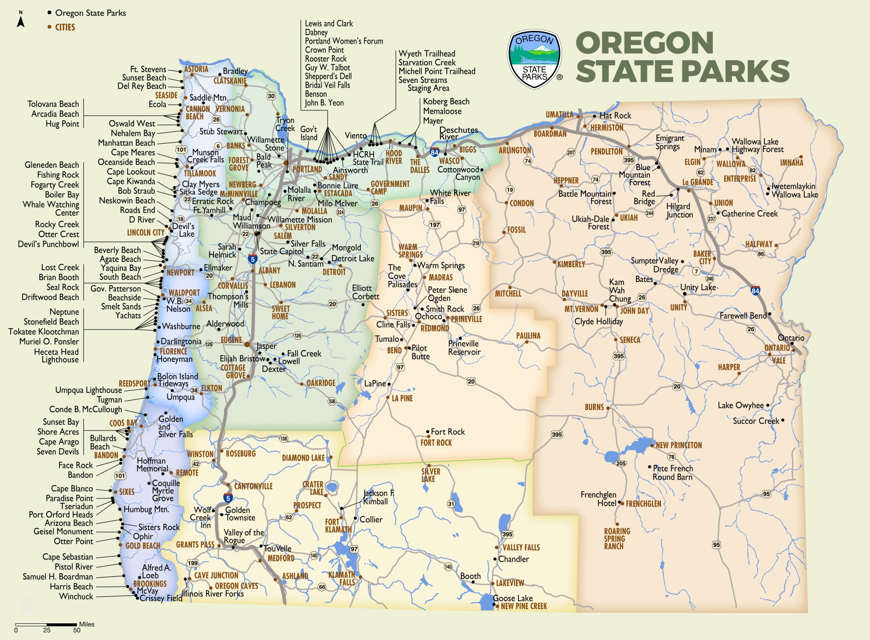 Fl State Parks Campgrounds Oregon State Parks Map 